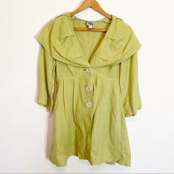 ivy jane Jackets & Blazers - Ivy Jane Big Button Linen Jacket Light Green Small